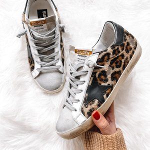 Golden Goose Superstar Leopard  Print Sneakers, 37